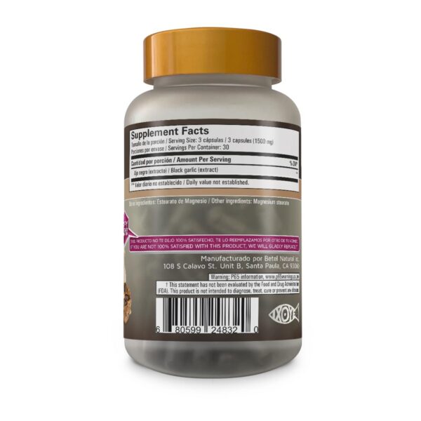 Suplemento natural ajo negro 1500 mg Betel Natural 90 cápsulas