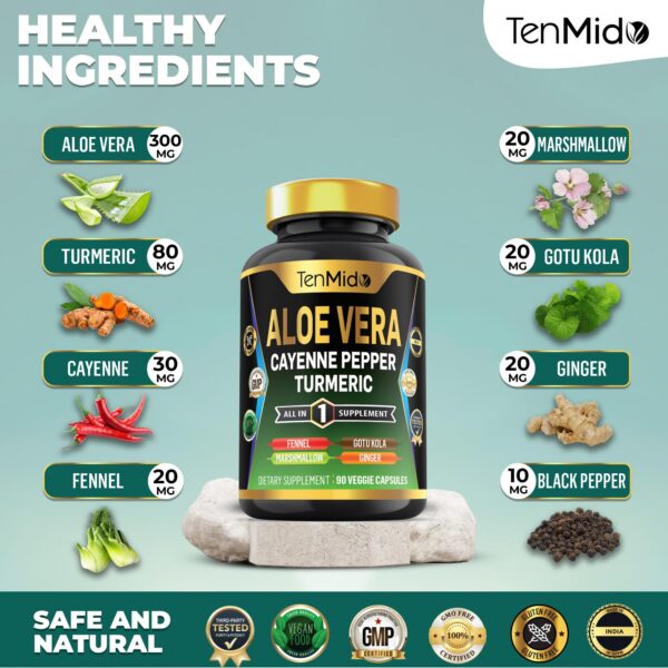 Version 1.0.0 Suplemento natural Aloe Vera 8 ingredientes Tenmido