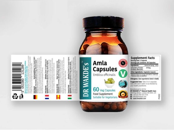 Suplemento natural Amla DR WAKDE'S hierba ayurvédica pura