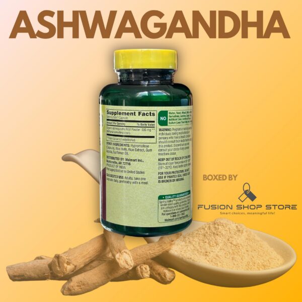 Suplemento natural Ashwagandha 500 mg 60 cápsulas Spring Valley