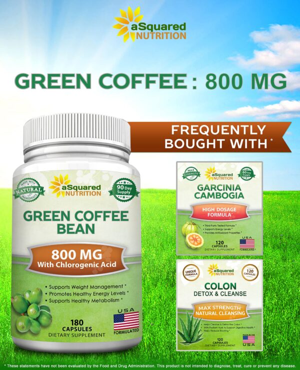 Suplemento natural café verde para pérdida de peso aSquared Nutrition 180 capsulas