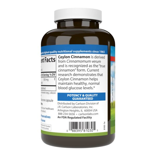 Suplemento natural canela Ceilán 500 mg por cápsula