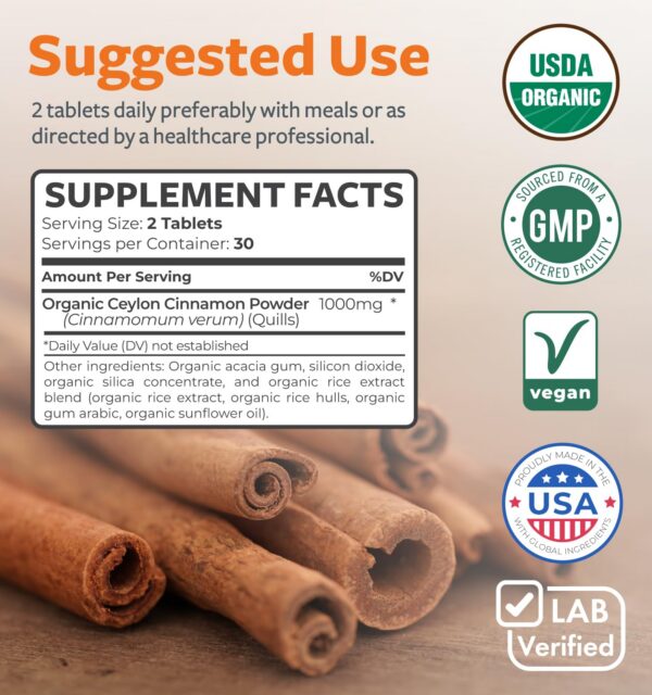 Suplemento natural de canela sin cápsulas de Healths Harmony