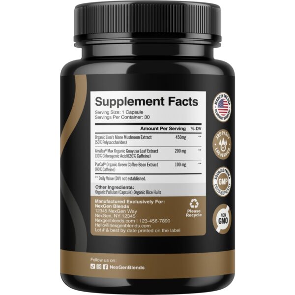 Suplemento natural cápsulas café con extracto de guayusa