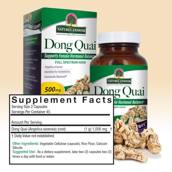 Suplemento natural cápsulas Dong Quai para bienestar femenino balance
