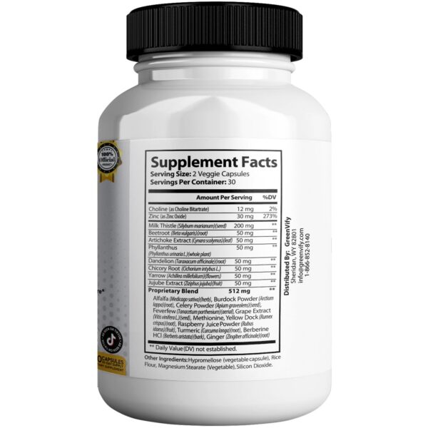 Suplemento natural con cardo mariano y hierbas para salud del hígado