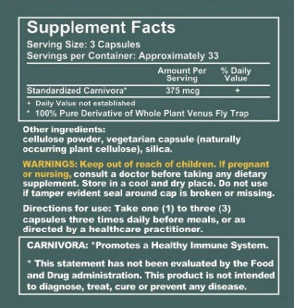 Suplemento natural Carnivora Vegi-Caps para sistema inmunológico