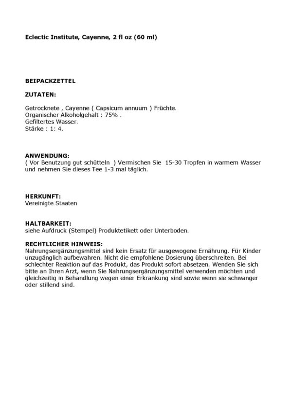 Suplemento natural de cayena Eclectic Institute