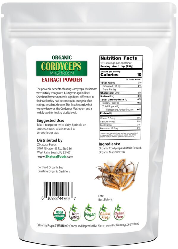 Version 1.0.0 Suplemento natural de cordyceps en polvo sin aditivos ni gluten