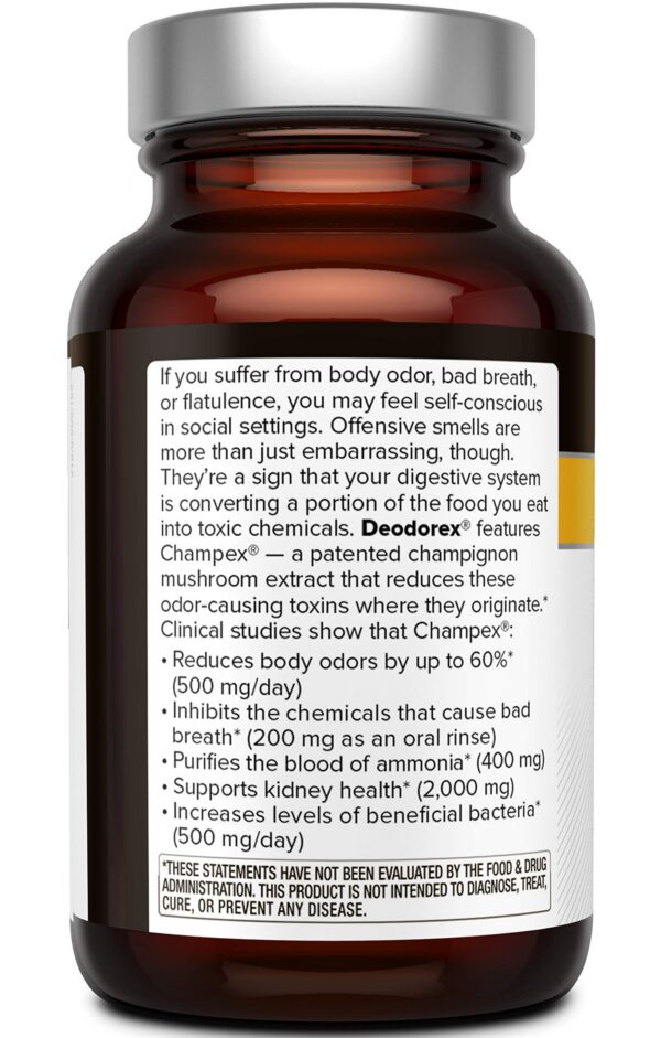 Suplemento natural Deodorex con extracto de champiñón patentado