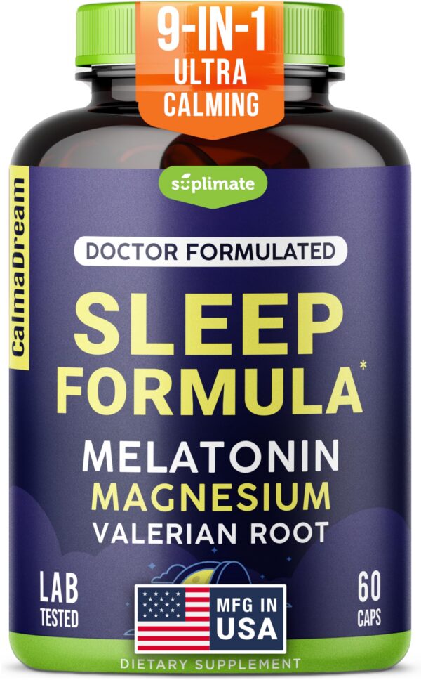 Version 1.0.0 Suplemento natural para dormir 9-en-1 60 cápsulas magnesio y melatonina