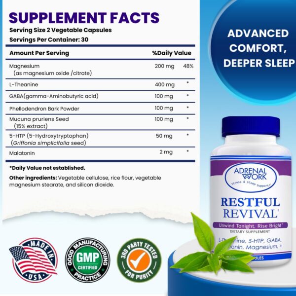 Suplemento natural para dormir con L-Teanina y GABA