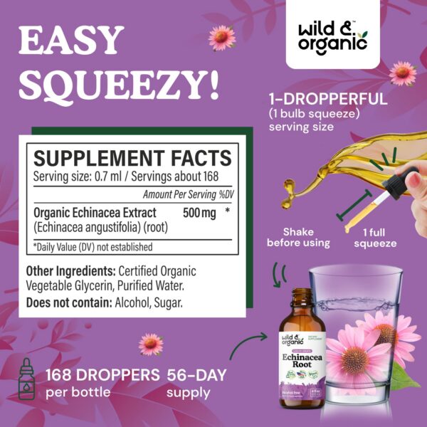 Suplemento natural echinacea sin azúcar ni alcohol vegano