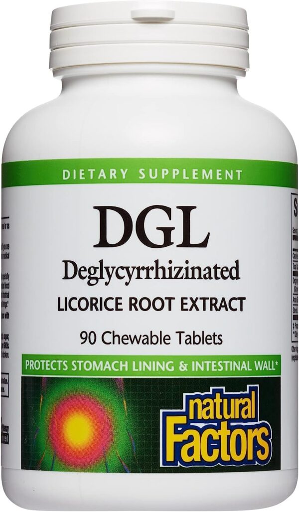 Suplemento Natural Factors DGL extracto regaliz 400mg envase