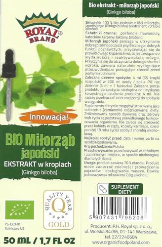 Suplemento natural Ginkgo Biloba Royal Brand en gotas de 50 ml