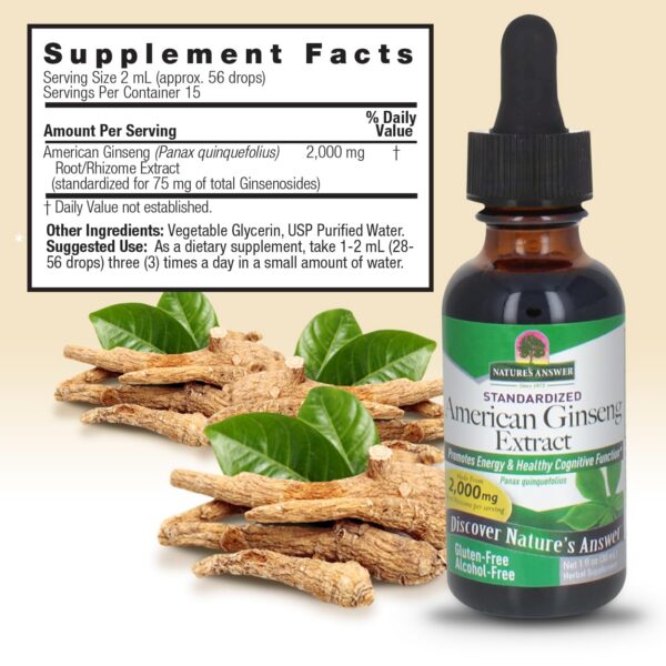 Version 1.0.0 Suplemento natural ginseng americano Nature's Answer en botella
