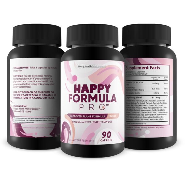 Suplemento natural Happy Formula Pro para estrés y equilibrio emocional