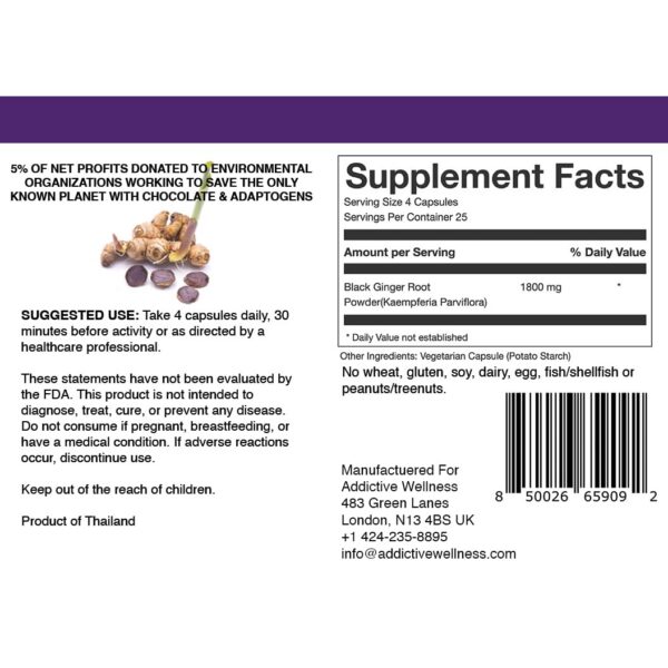 Suplemento natural jengibre negro Kaempferia Parviflora vegano paleo