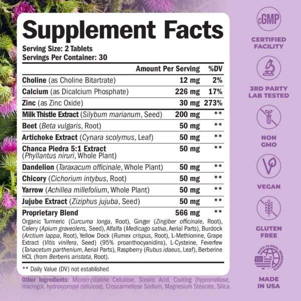 Suplemento natural de leche de cardo para soporte hepático