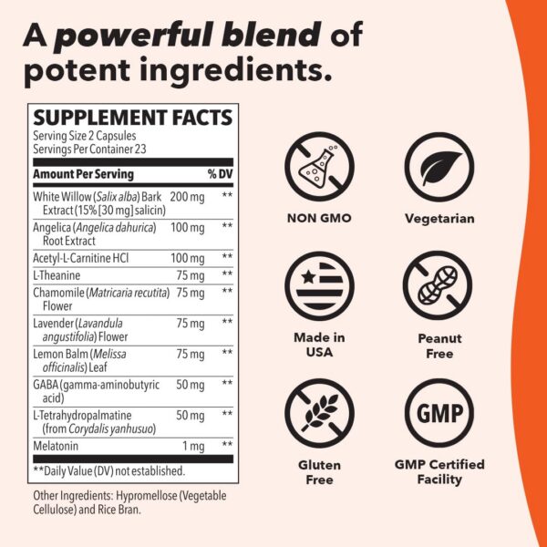 Suplemento natural LifeSeasons con melatonina y GABA cápsulas