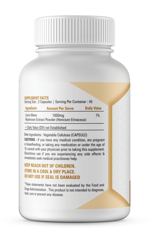 Suplemento natural Lions Mane para apoyo cerebral diario