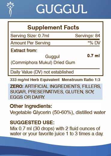 Suplemento natural líquido Guggul tintura sin alcohol