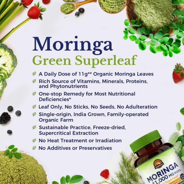 Suplemento natural Moringa Vitalitown 11,000mg concentración