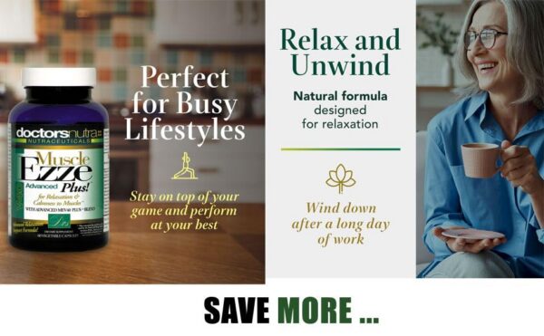 Suplemento natural Muscle Ezze Plus sin gluten para relajación