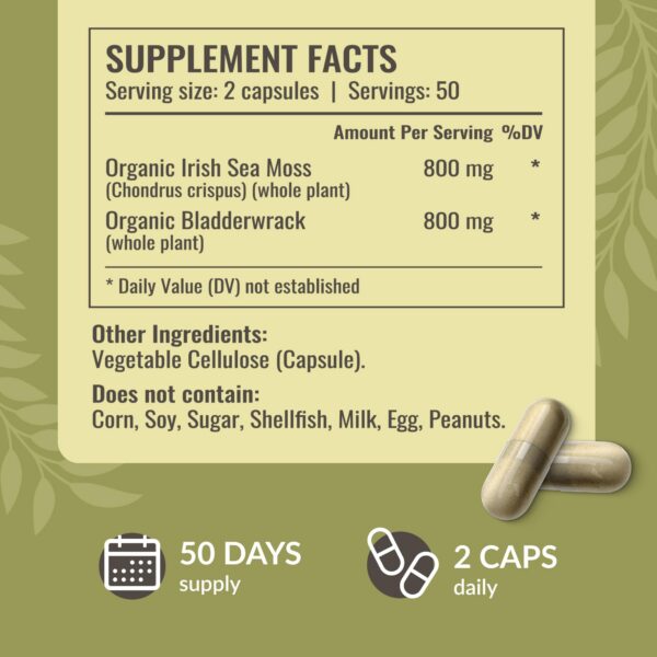 Suplemento natural de musgo marino irlandés para apoyo diario