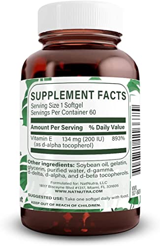 Suplemento Natural Nutra Vitamina E para piel y salud del cabello