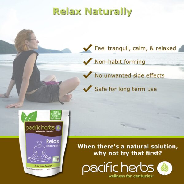 Suplemento natural Pacific Herbs calmante y relajante en frasco