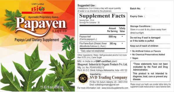 Suplemento natural Papayen para plaquetas saludables