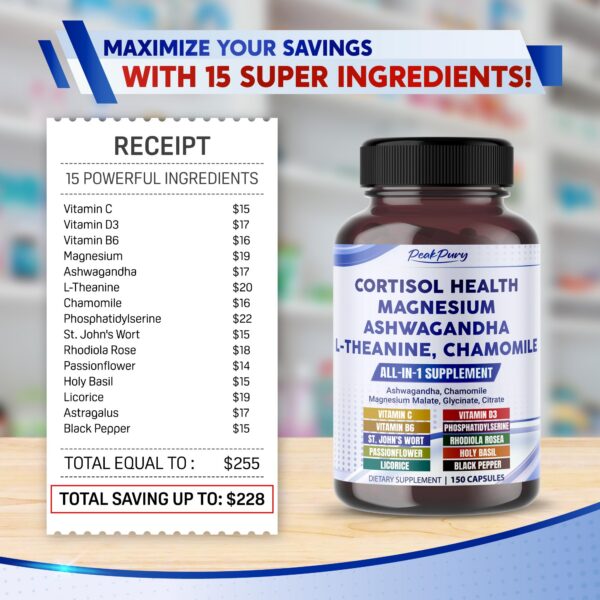 Suplemento natural PeakPury balance cortisol y sueño