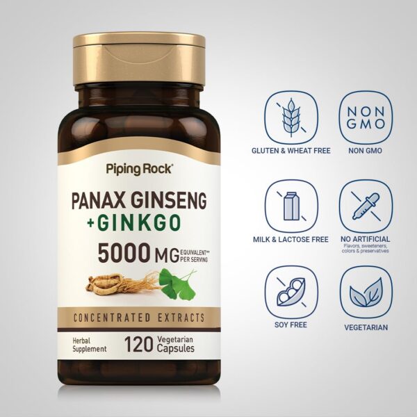 Suplemento natural Piping Rock Panax Ginseng 120 unidades