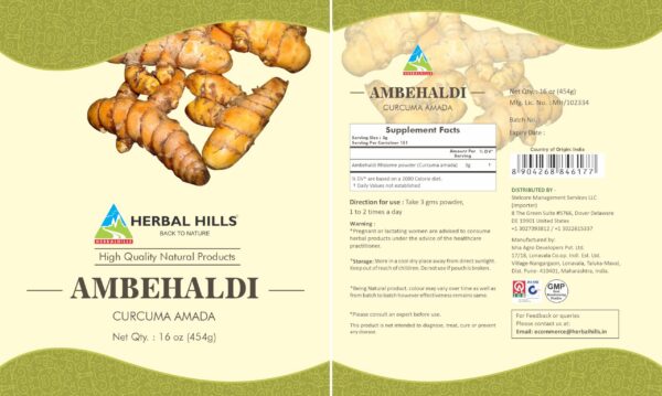 suplemento natural polvo cúrcuma Ambehaldi HERBAL HILLS
