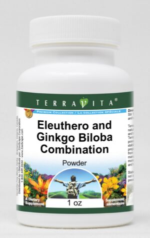 Suplemento natural polvo combinado Eleuthero y Ginkgo Biloba TerraVita