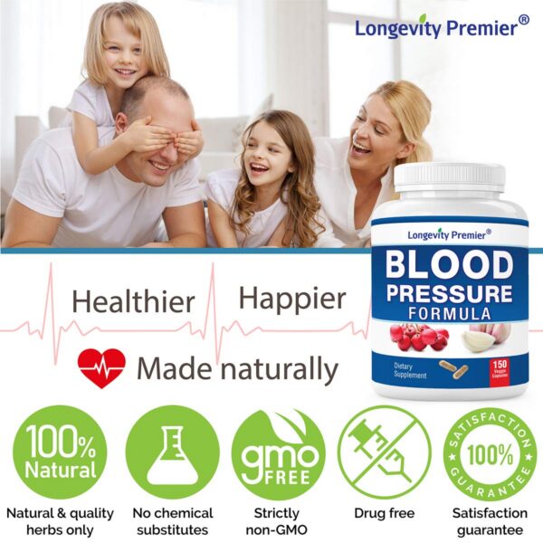 Version 1.0.0 Paquete de suplemento natural para presión arterial Longevity con amplio espectro de hierbas