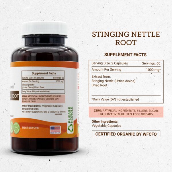 Suplemento natural de raíz de ortiga Secrets of the Tribe 120 cápsulas