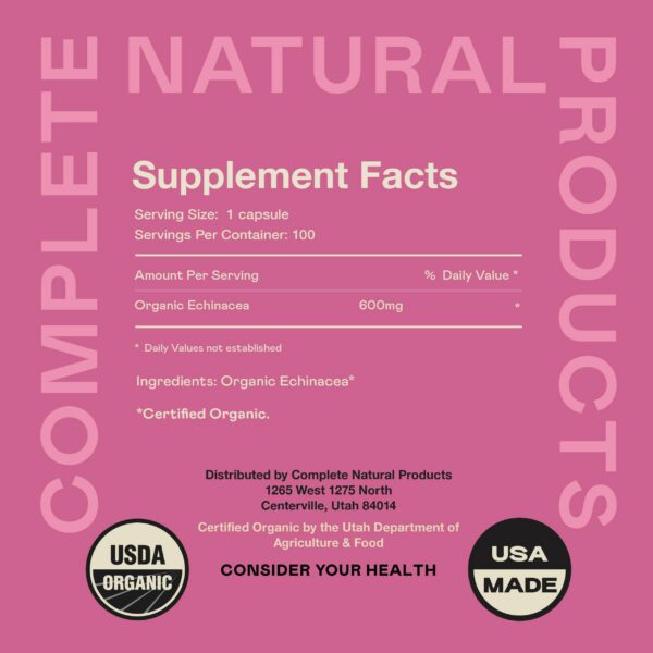 Suplemento natural de raíz de equinácea en cápsulas