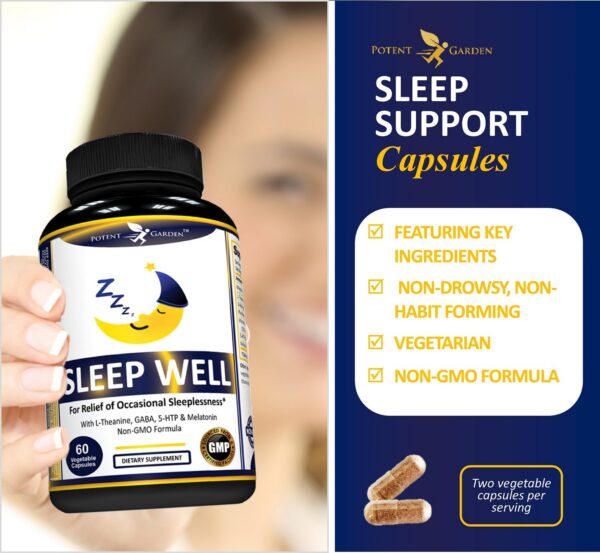 Suplemento natural para sueño Potent Garden Sleep Well 60 caps