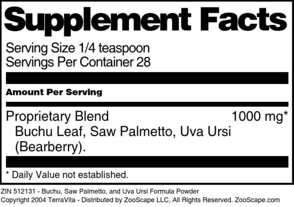 Suplemento natural TerraVita Buchu Saw Palmetto Uva Ursi