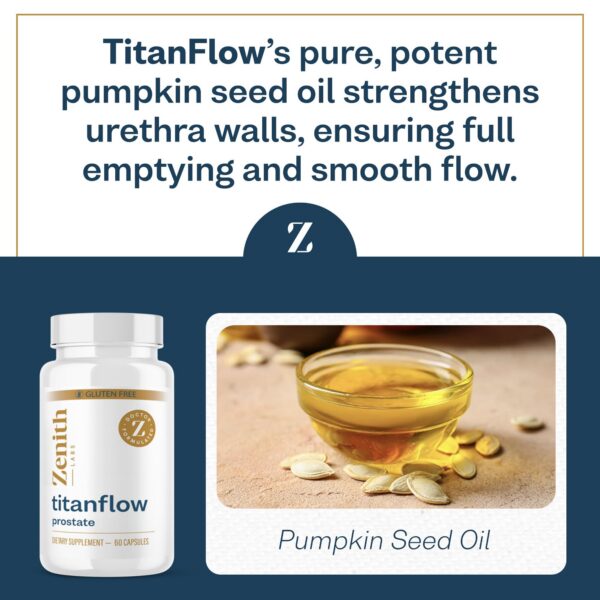 Suplemento TitanFlow con ingredientes naturales para salud urinaria