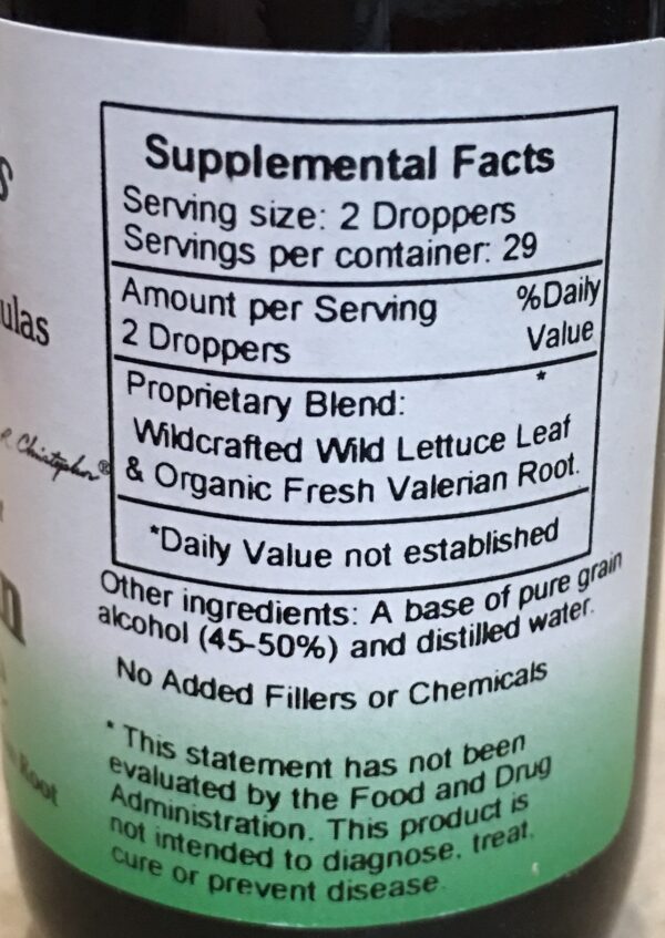 Suplemento natural Valeriana Lechuga Silvestre Dr Christopher líquido