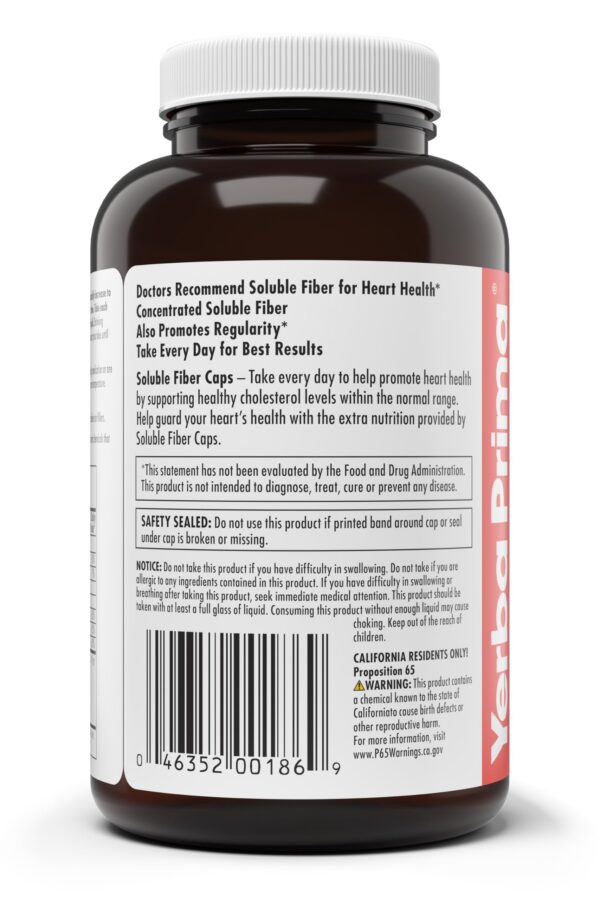 Suplemento natural Yerba Prima cápsulas fibra soluble premium