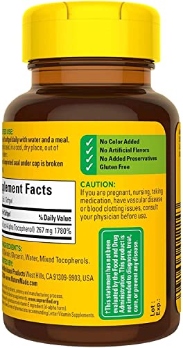 Suplemento Nature Made Vitamina E antioxidante natural