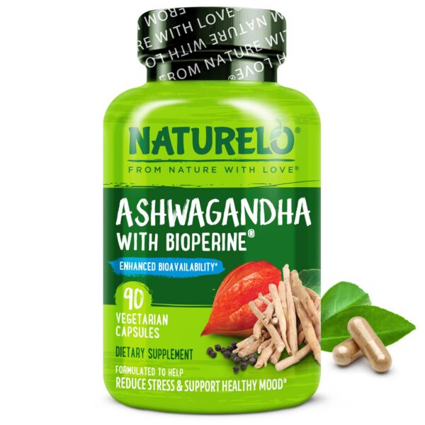 Suplemento NATURELO Ashwagandha orgánica cápsulas veganas