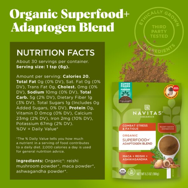 Version 1.0.0 Suplemento Navitas Organics mezcla maca reishi ashwagandha