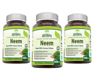 Version 1.0.0 Suplemento neem Herbal Secrets 500 mg cápsulas vegetales 120 contar