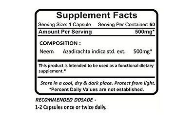 Suplemento Neem Planet Ayurveda cápsulas 500 mg naturales