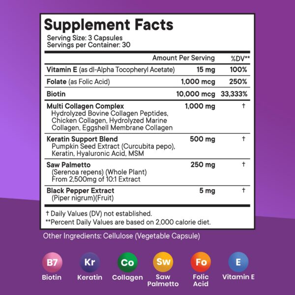 Suplemento NEW AGE con biotina, colágeno y queratina para cabello